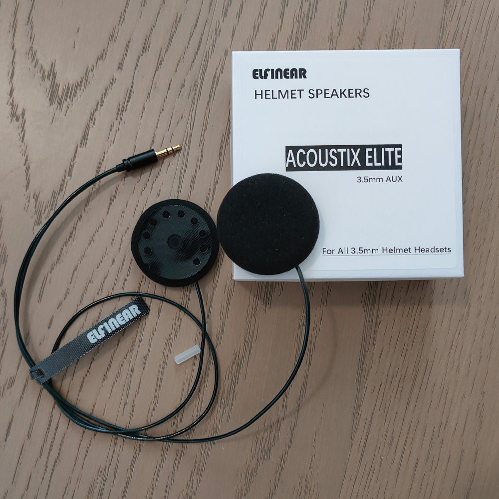 ELFINEAR ACOUSTIX ELITE 45MM Helmet Speaker - Ultimate Sound 3.5mm AUX OCC Shielded Cable for Cardo, Sena, Vimoto Communicators