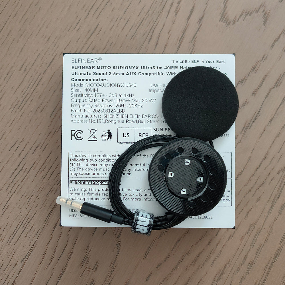 ELFINEAR 40MM UltraSlim Motocycle Helmet Speakers Compatible With Cardo,Sena Work with Most Helmet Communicators