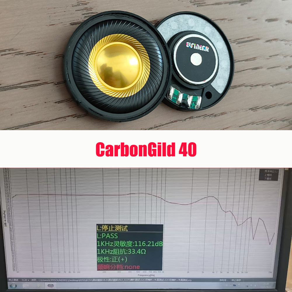 ELFINEAR CarbonGild 40 - 40mm Carbon Fiber Gilded Dome Headphone Driver, 32Ω/300Ω Options