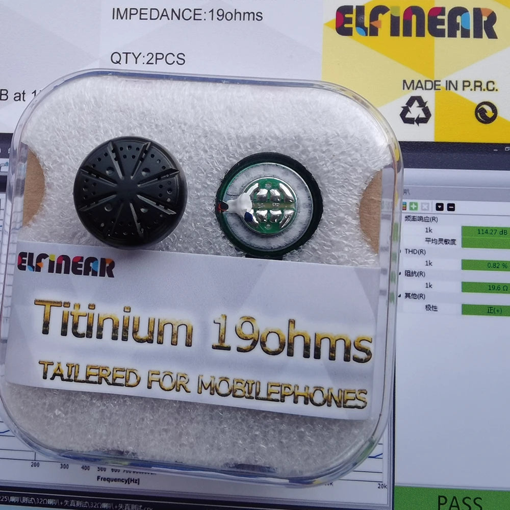 ELFINEAR 15.4mm Titinium Dome 18ohm Earphone Speaker Driver Units For Mobilephones