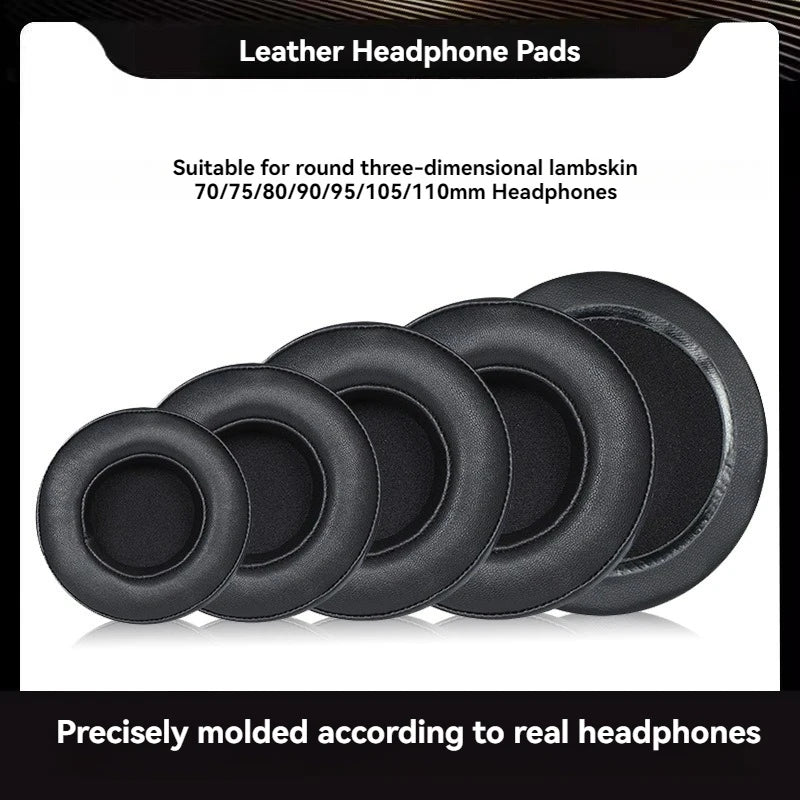 Round Stereo Headphone Covers Made of Lamb skin Genuine Leather Ear Pads and Ear Covers