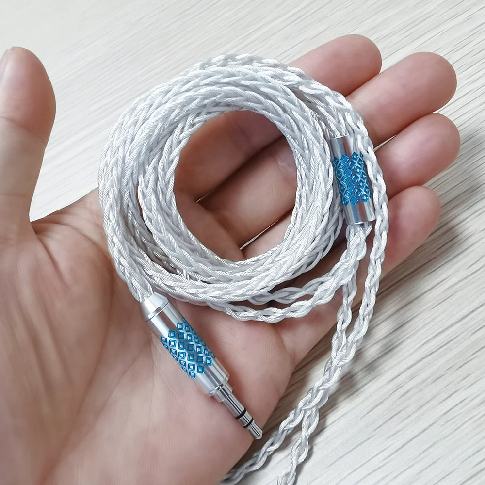 ELFINEAR MMCX Detachable Earphone Replacement Cable - Hi-Fi 8-Core Braided Cable - Durable Rhodium-Plated Earphone Plug