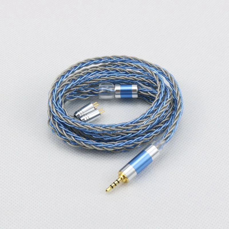 Cable de actualización para auriculares Starshine de ocho núcleos con revestimiento plateado y lámina plateada MMCX/0,78 mm, 2 pines/QDC/TFZ