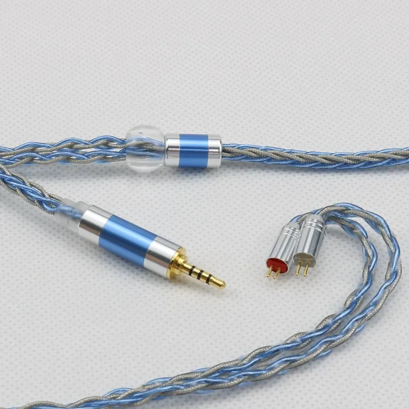 Cable de actualización para auriculares Starshine de ocho núcleos con revestimiento plateado y lámina plateada MMCX/0,78 mm, 2 pines/QDC/TFZ