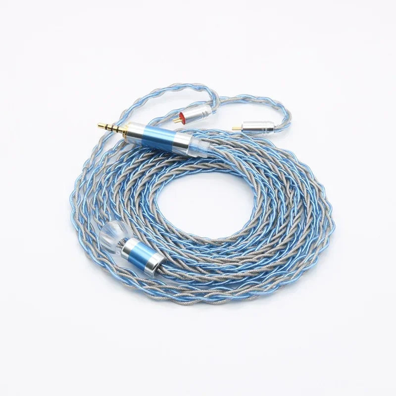 Cable de actualización para auriculares Starshine de ocho núcleos con revestimiento plateado y lámina plateada MMCX/0,78 mm, 2 pines/QDC/TFZ