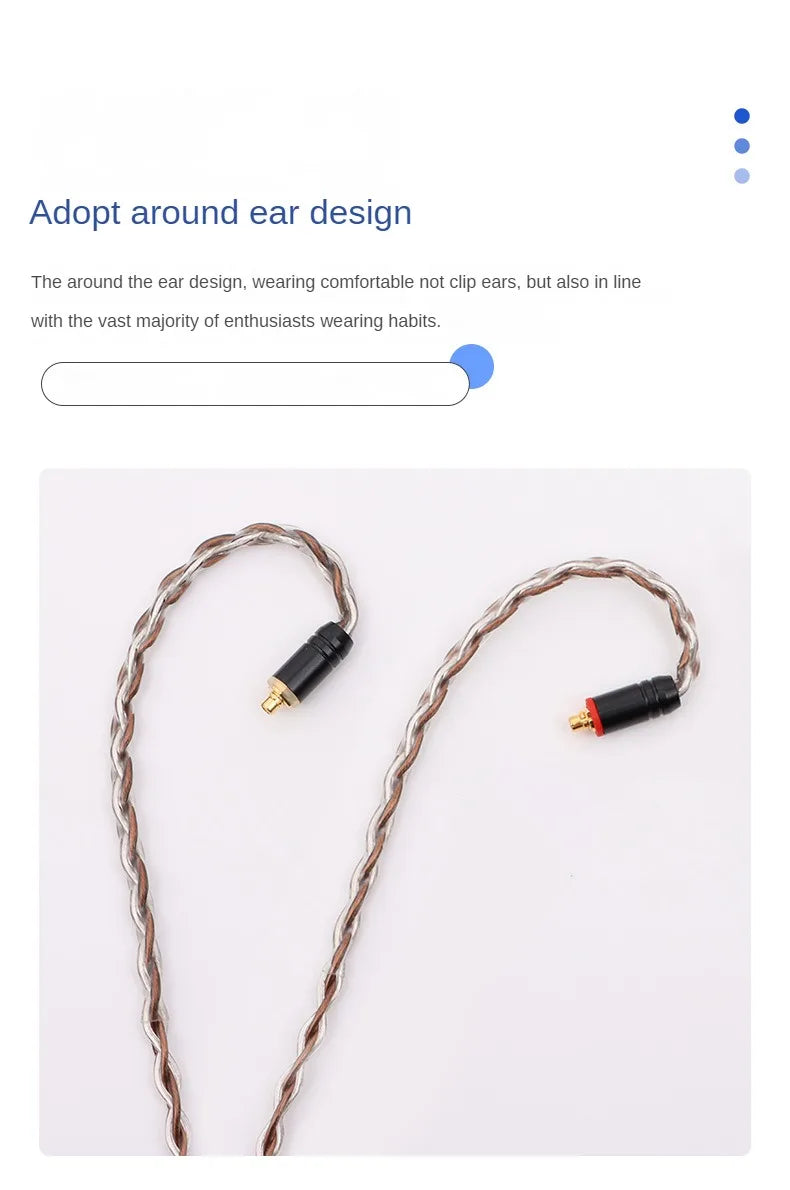 Cable de actualización para auriculares enchufable recto de 8 hilos de color marrón plateado, compatible con MMCX/TFZ/QDC/2 pines