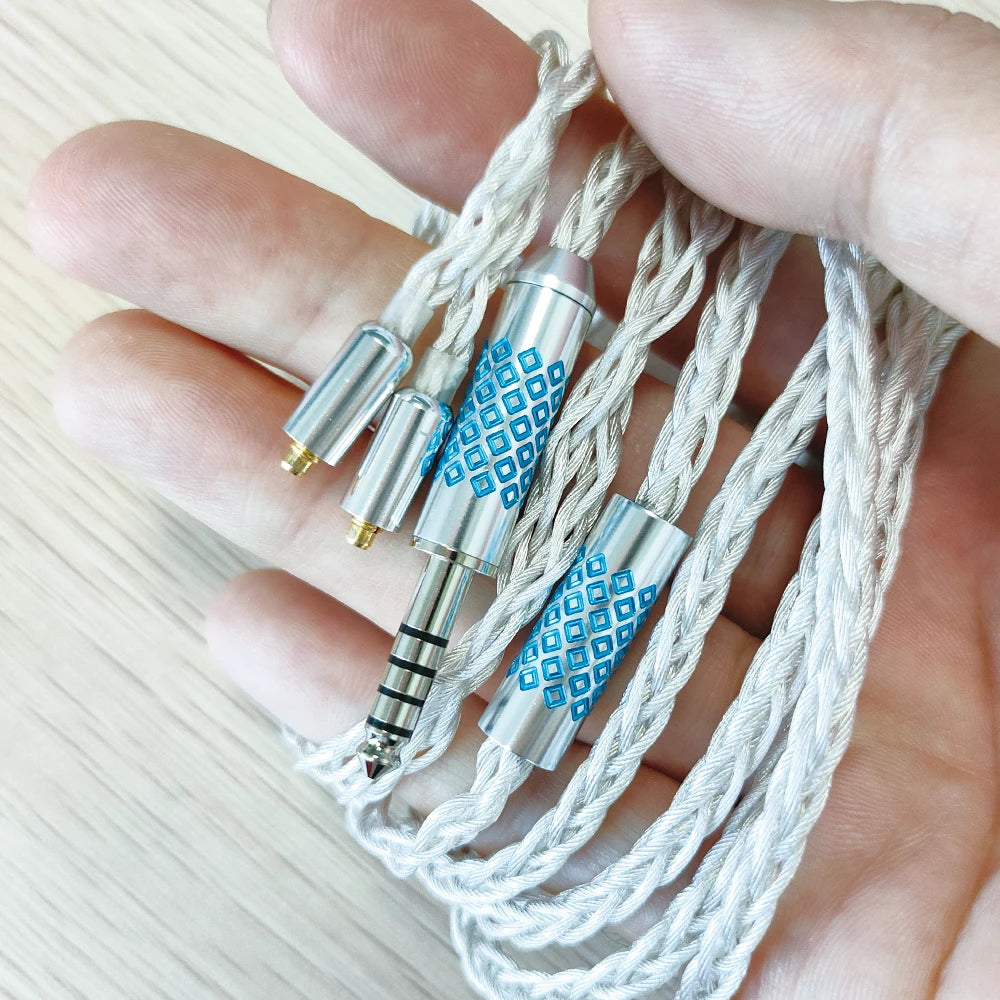 ELFINEAR MMCX Detachable Earphone Replacement Cable - Hi-Fi 8-Core Braided Cable - Durable Rhodium-Plated Earphone Plug