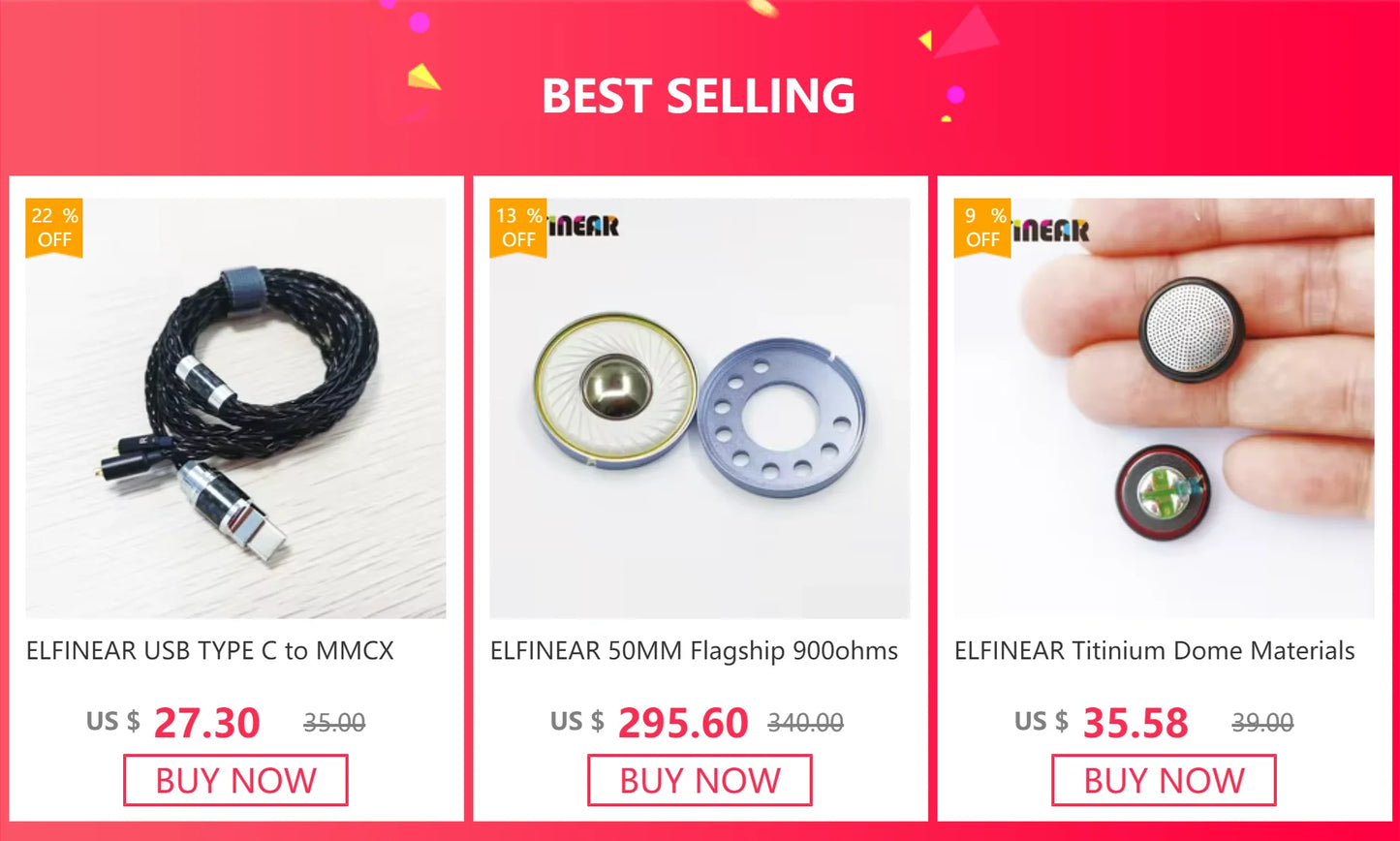 ELFINEAR Nueva unidad de auriculares con controlador dinámico de 10 mm: Disfrute de calidez y graves potentes