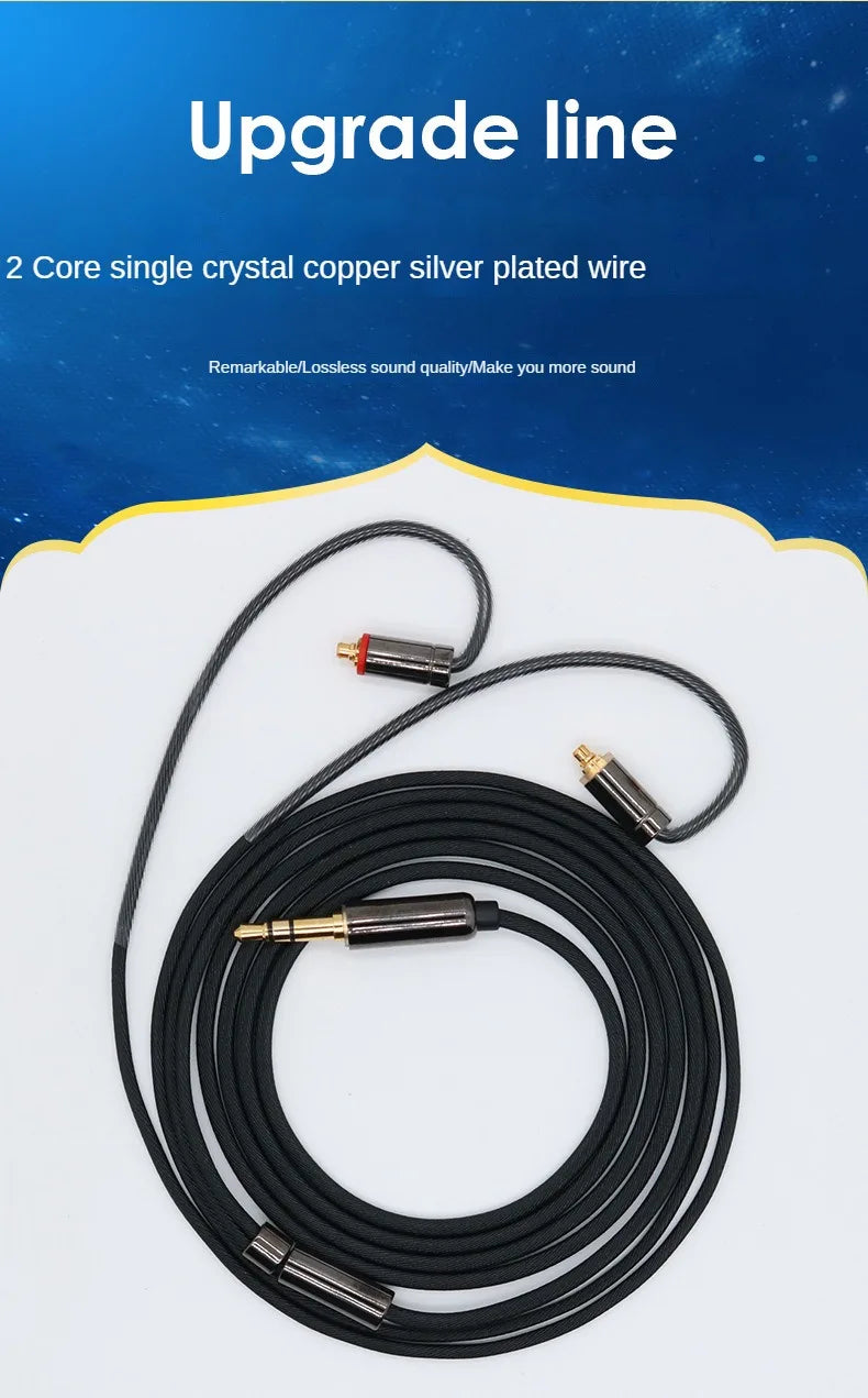 Lightweight and Easy-to-plug Two-core Silver-plated Single Crystal Copper Audio Cable for TFZ, MMCX, and 0.78 Connectors