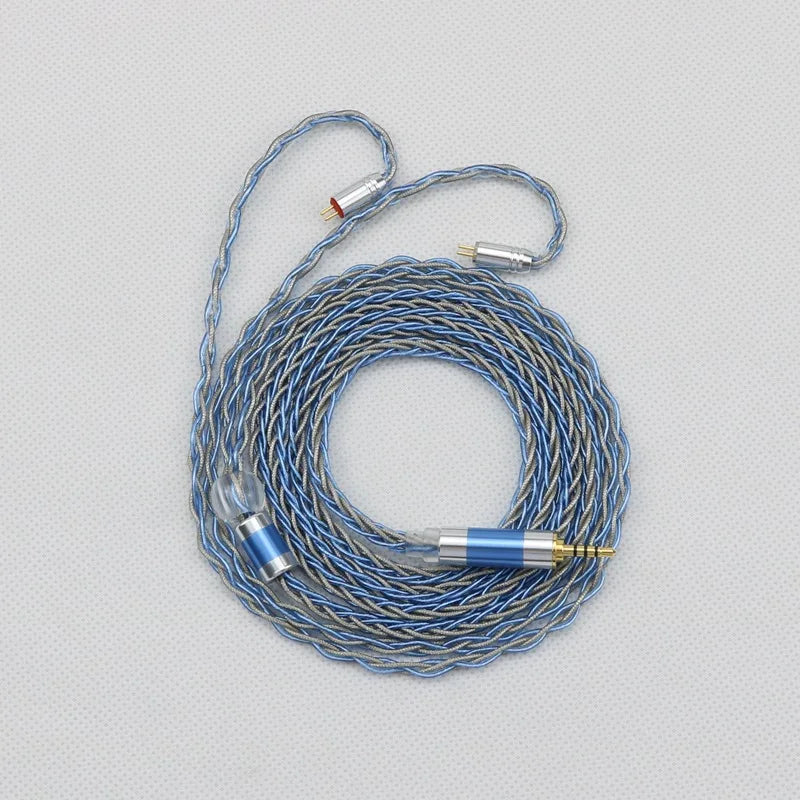 Cable de actualización para auriculares Starshine de ocho núcleos con revestimiento plateado y lámina plateada MMCX/0,78 mm, 2 pines/QDC/TFZ