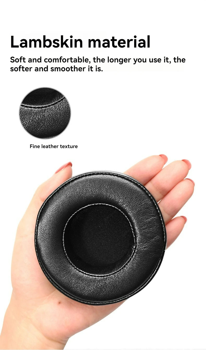 Round Stereo Headphone Covers Made of Lamb skin Genuine Leather Ear Pads and Ear Covers