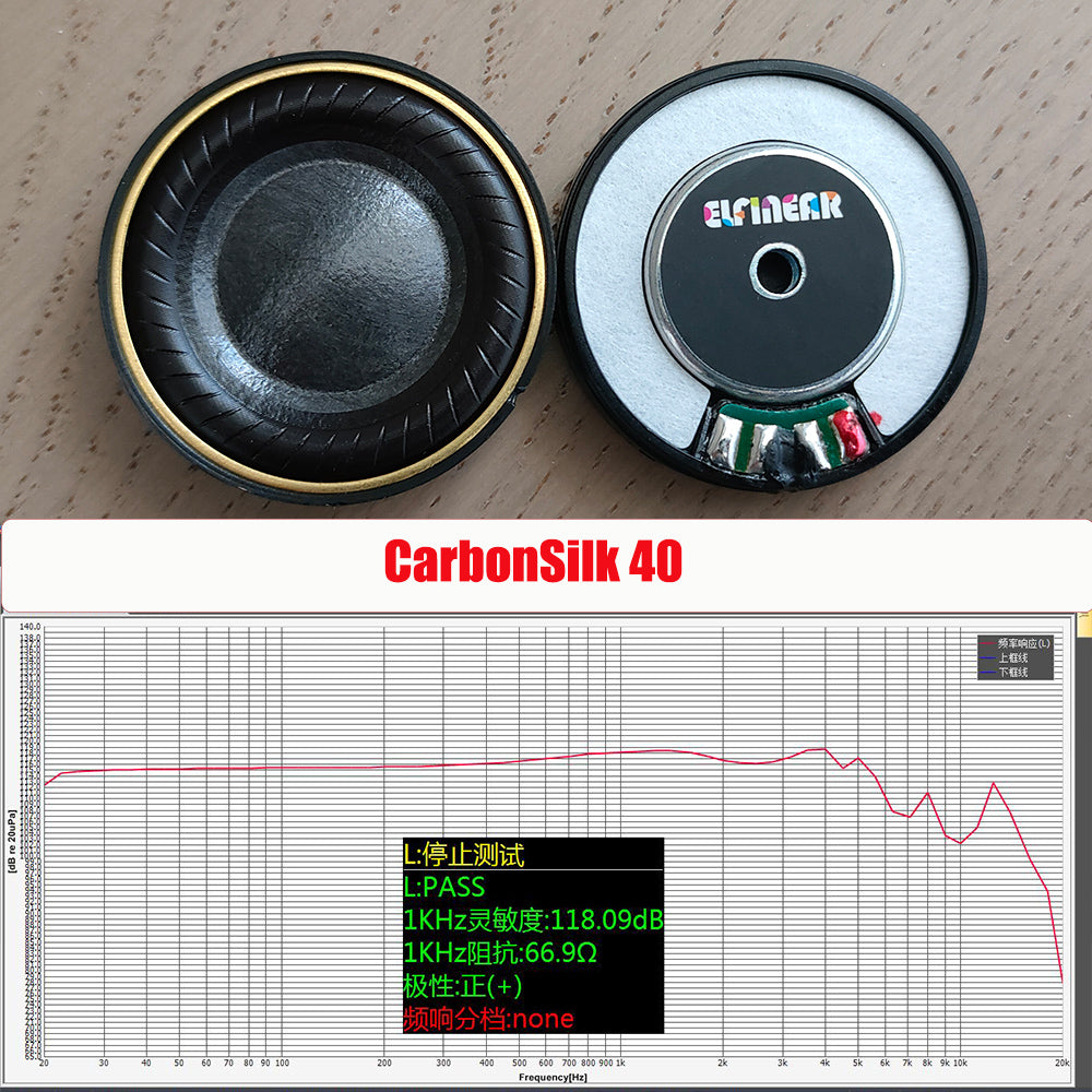 ELFINEAR CarbonSilk 40 HiFi Headphone Driver Unit - 40mm CCAW Voice Coil N52 Magnet Carbon Fiber Silk Diaphragm Wide Frequency