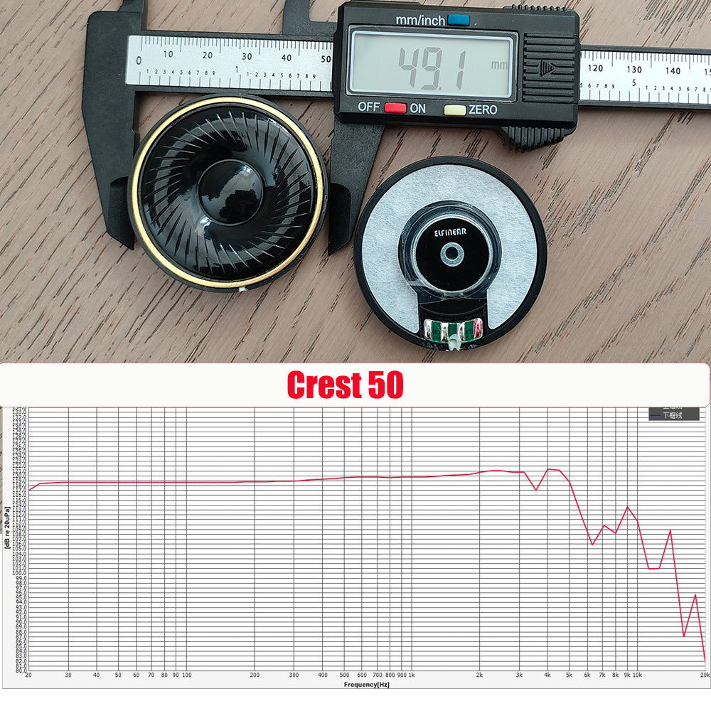ELFINEAR Crest50 50mm 24Ω 119.73dB HiFi Headphone Speaker Driver | N52 Magnet 3-Layer Composite Diaphragm with Flat Frequency Response
