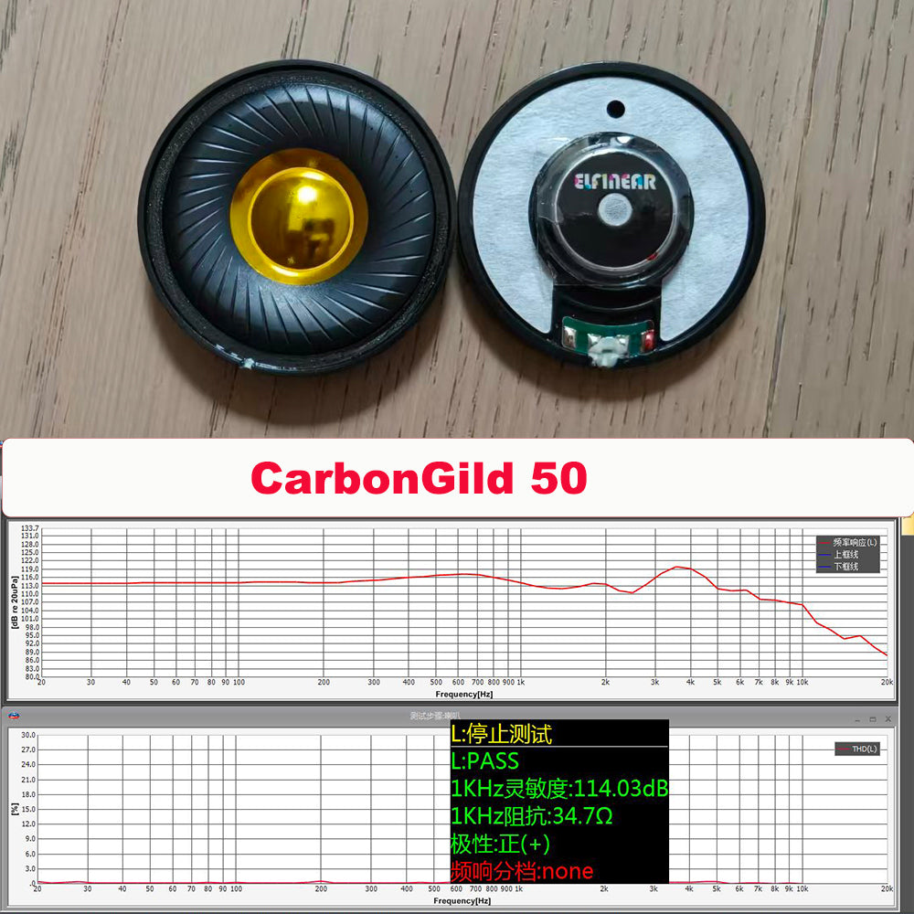 ELFINEAR CarbonGild 40 - 40mm 탄소 섬유 금도금 돔 헤드폰 드라이버, 32Ω/300Ω 옵션