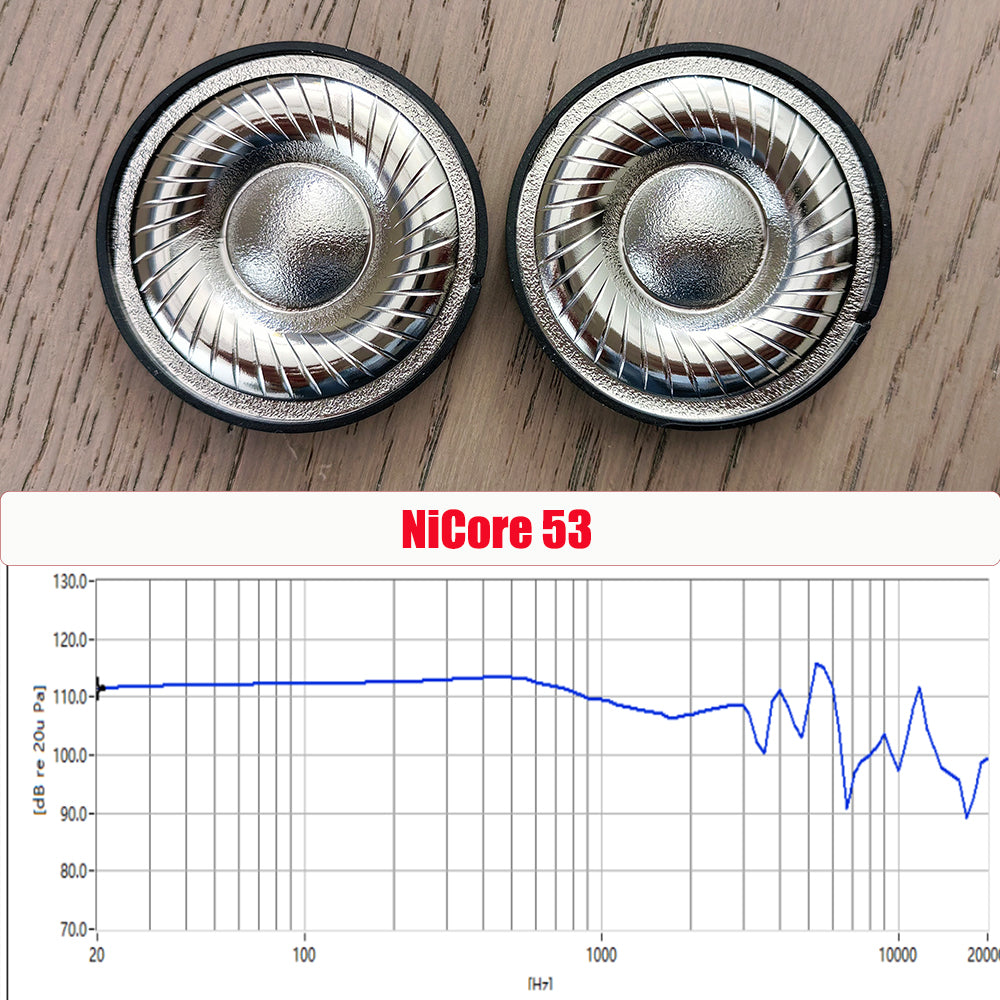 ELFINEAR NiCore 53 53mm Hi-Fi Headphone Driver 64Ω Nickel-Plated Diaphragm Sandblasted Dome 20.4mm Copper-Clad Aluminum Voice Coil