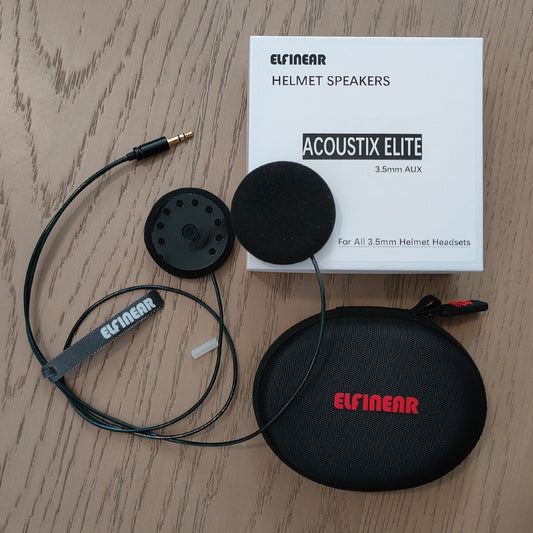 ELFINEAR ACOUSTIX ELITE 45MM Helmet Speaker - Ultimate Sound 3.5mm AUX OCC Shielded Cable for Cardo, Sena, Vimoto Communicators