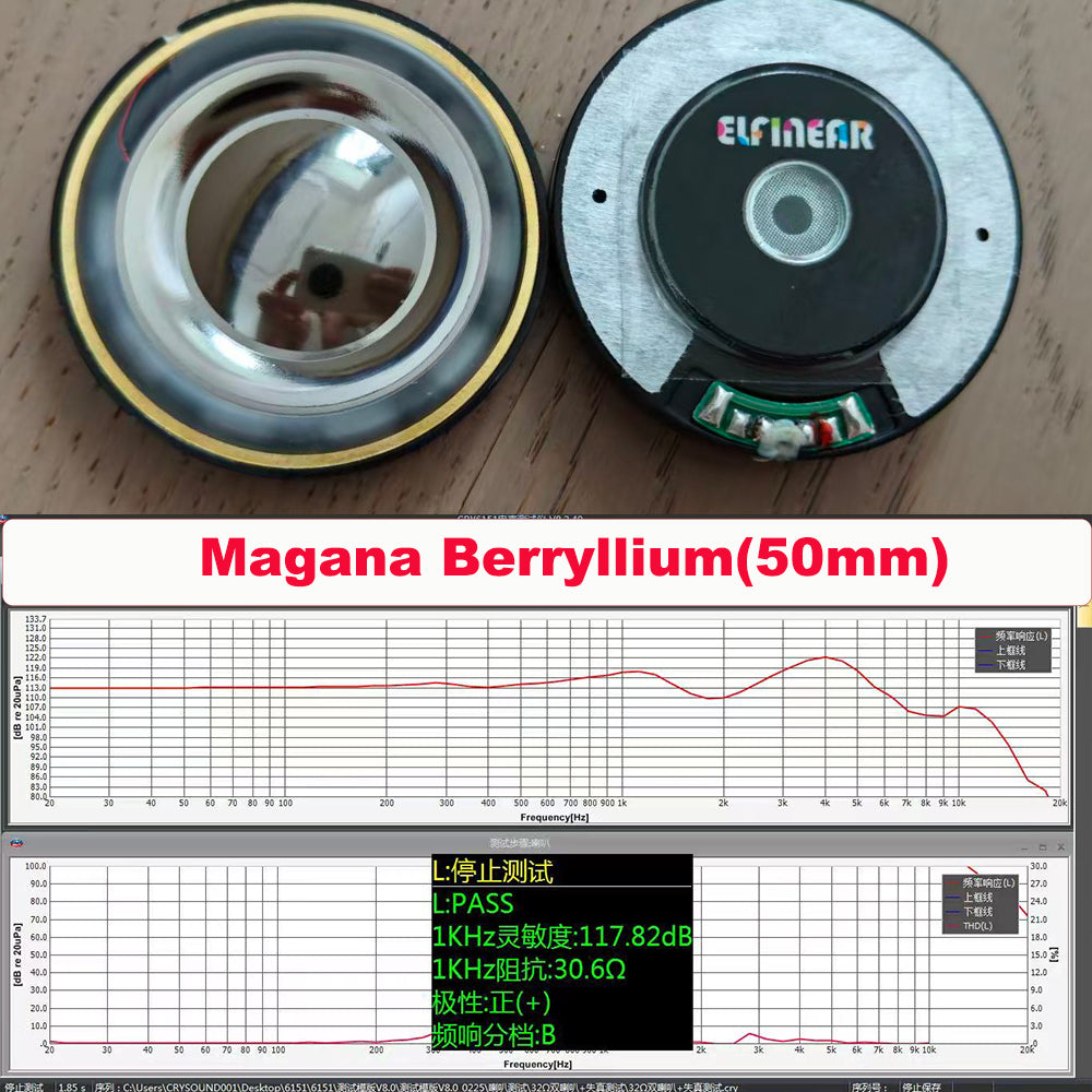 ELFINEAR 50mm Beryllium Diaphragm Headphone Driver N52 Big Magnet 118dB High Sensitivity HIFI Speaker Unit For Headphone DIY