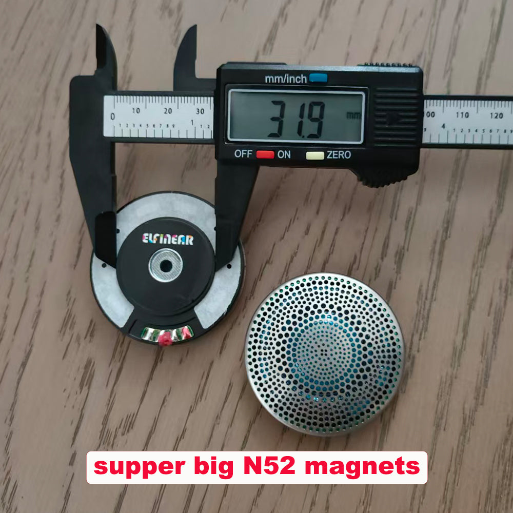 ELFINEAR Azure Drive 50mm High Value N52 Driver 32Ω 120dB for DIY Headphone Mod, Includes Free Stainless Steel Grilles