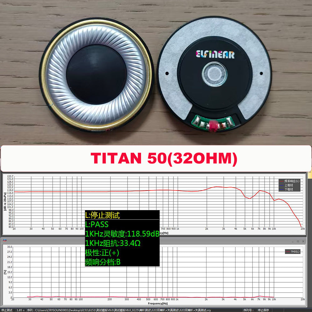 ELFINEAR New Titan 50mm High-End Speaker Driver, N52 Strong Magnet 32 Ohm / 300 Ohm for DIY Headphone Repair & Modification