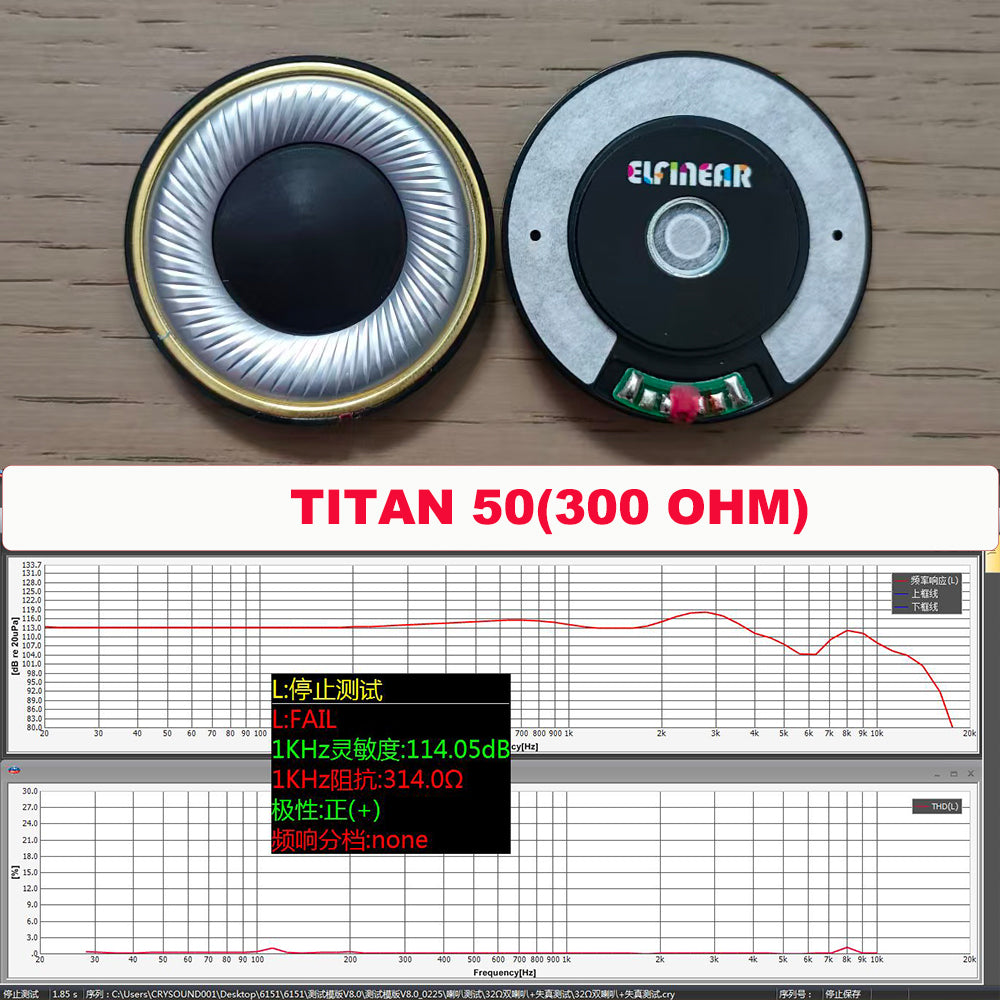 ELFINEAR New Titan 50mm High-End Speaker Driver, N52 Strong Magnet 32 Ohm / 300 Ohm for DIY Headphone Repair & Modification